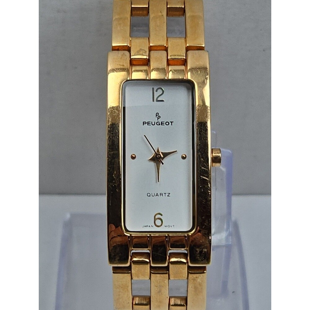 Womens Peugeot PQ8540 Rose Gold Tone Rectangle Bracelet Quartz Watch New Battery - Picture 4 of 12